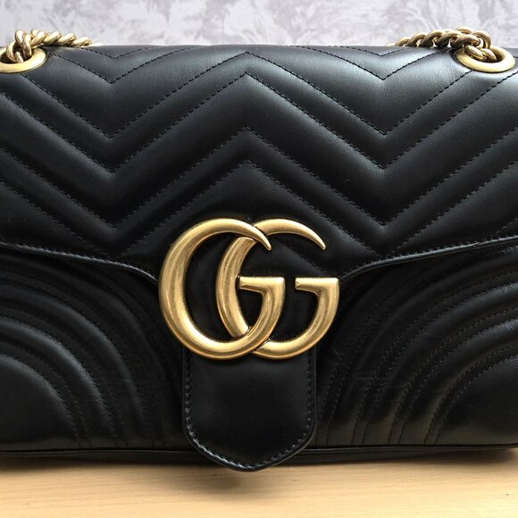 GUCCI GG Marmont Medium Matelasse Shoulder Bag Black - Picture 1 of 16